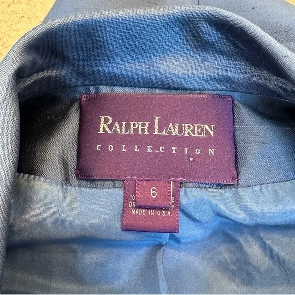 Ralph Lauren Collection Purple Label Size 6 Blue Blazer Lightweight Vintage Silk - Picture 4 of 5
